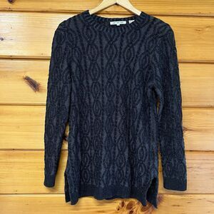 Anthropology eight eight eight  Cable Knit Sweater Gray & Black Cotton L